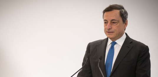 Mario Draghi, President of the ECB, delivers the Marjolin lecture at the SUERF conference organized by the Deutsche Bundesbank, in Frankfurt on 4 February 2016. Robert Marjolin was a pivotal figure in the birth of Economic and Monetary Union. (ECB Audiovisual Services). 