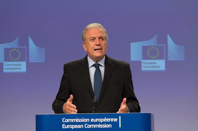 Dimitris Avramopoulos, Member of the EC in charge of Migration, Home Affairs and Citizenship, gave a press conference on progress under the European Agenda on Migration. Date: 28/09/2016 Location: Brussels - EC/Berlaymont. © European Union , 2016 / Source: EC - Audiovisual Service / Photo: Georges Boulougouris 